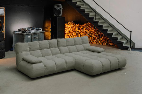KAWOLA Sofa VIVIEN Ecksofa Feincord olivgrün Longchair rechts 85 x 178 x 290 cm