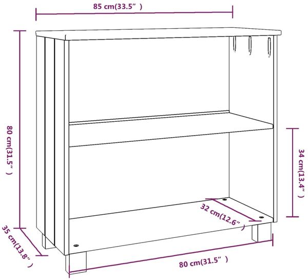 vidaXL Sideboard HAMAR Honigbraun 85x35x80 cm Massivholz Kiefer 340500 Bild 7