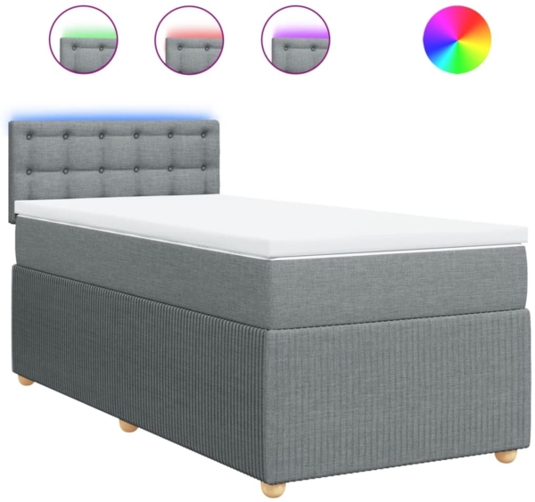 vidaXL Boxspringbett mit Matratze Hellgrau 100x200 cm Stoff 3289681