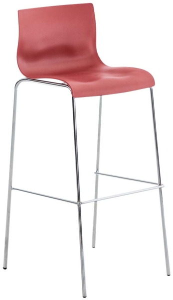 CLP Barhocker Hover Kunststoff 4-Fuß Gestell,rot chrom