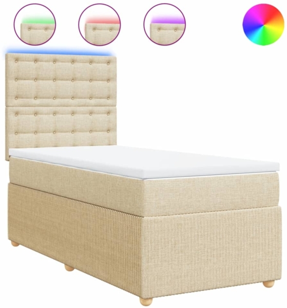 vidaXL Boxspringbett mit Matratze Creme 90x200 cm Stoff 3294258