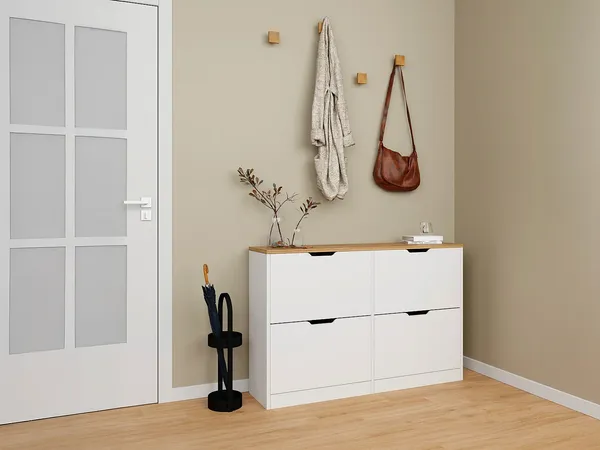 Vente-unique - LOTULA Ordnungshelfer Holz, Platte BeigeWeiß - B 30 cm x H 79,2 cm x L 120,5 cm