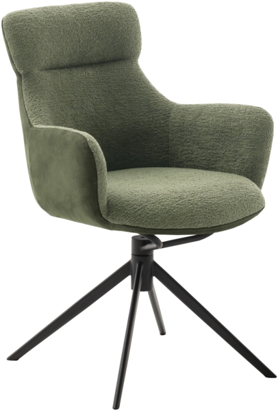 2er Set Sesselstuhl Pelion, 360° drehbar - Olive / Schwarz
