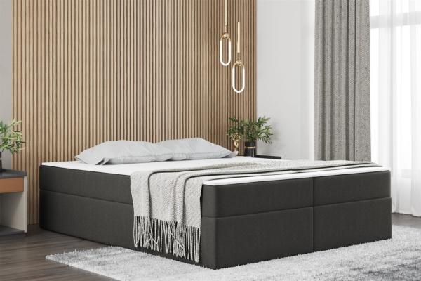 Boxspringbett Schlafzimmerbett PRIMA 200x200cm Stoff Dunkelgrau / Speed Bild 2