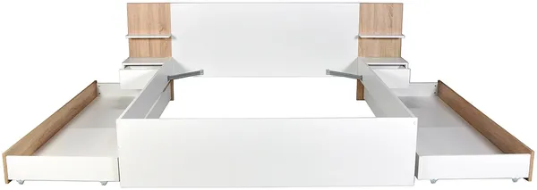 Vente-unique - KLYRANA Bett Holz, Platte BeigeWeiß - B 204,2 cm x H 85,4 cm x L 234 cm Bild 6