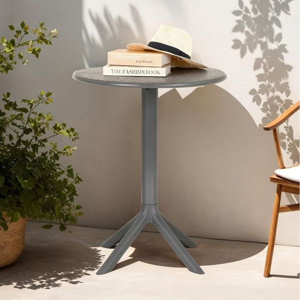 IDIMEX Gartentisch LUZ, runder Balkontisch 60cm, kleiner Outdoor Tisch aus Polypropylen grau
