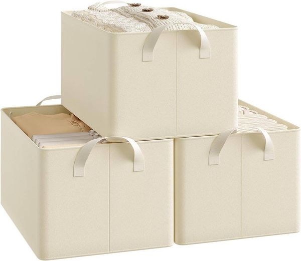 Woltu Aufbewahrungsbox (3 St), Aufbewahrungswürfel Stoff, mit Griffen, faltbar