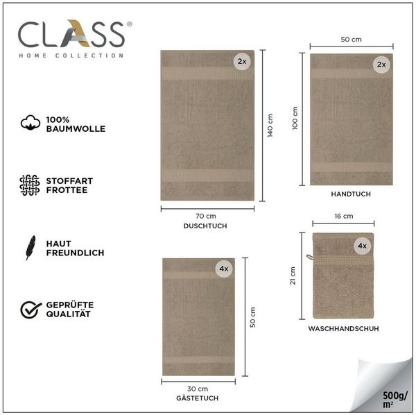 CLASS HOME COLLECTION Handtuch Set 12 TLG Frottee Handtücher Set, 100% Baumwolle (Set, 12-St)