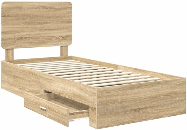vidaXL Bettrahmen mit Kopfteil Sonoma-Eiche 75x190 cm Holzwerkstoff 3412848 Bild 4