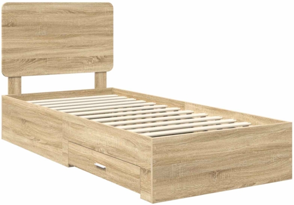 vidaXL Bettrahmen mit Kopfteil Sonoma-Eiche 75x190 cm Holzwerkstoff 3412848 Bild 3