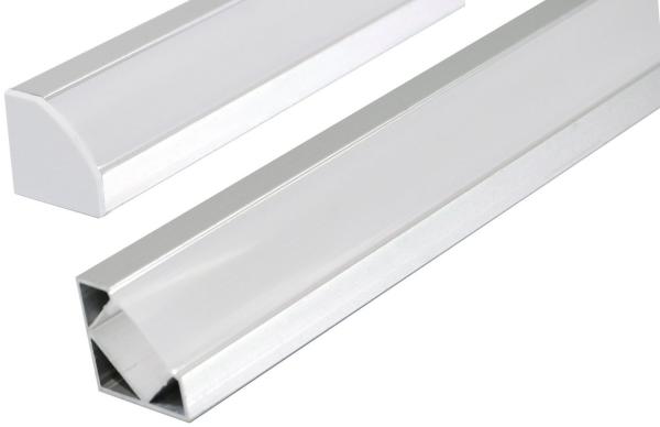 2 m Eckprofil Eckleiste Aluprofil Alu LED Kanal Schiene LED Leiste für LED-Streifen mit Milchglas Abdeckung Profil G