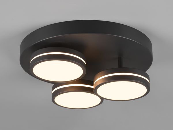 LED Deckenleuchte FRANKLIN 3 flammig Anthrazit mit Stufen Dimmer, Ø 35cm