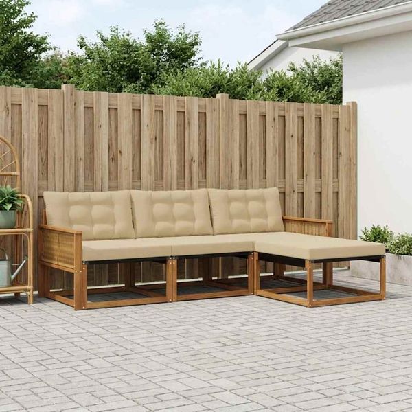 vidaXL Outdoor-Sofagarnitur mit Kissen 4 pcs Natur und Beige 3381349