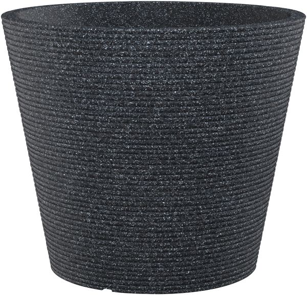 Scheurich Coneo 30, Pflanzgefäß/Blumentopf/Pflanzkübel, rund, aus Kunststoff Farbe: Schwarz-Granit, 28,5 cm Durchmesser, 24,3 cm hoch, 10 l Vol.