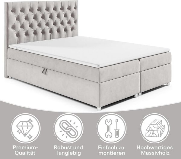 Best for Home Boxspringbett mit Bettkasten Trinity K-14 Bonellfederkern inkl. 7 cm Topper (140x200 160x200 180x200 200x200 cm), mit o. ohne Kopfteil, Flexible Liefermöglichkeiten, Handwerksqualität Bild 3