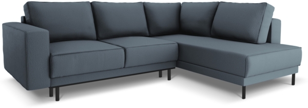 Micadoni Ecksofa Caro 5-Sitzer Strukturierter Stoff Blau Rechts 140x208