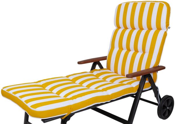 KETTtex Liegenauflage Rollliege Alicante 2153 extrabreit gelb-weiß Blockstreifen 200x65x9 cm, (1 St), Halteband verstellbar mit Bindebändern Klettband