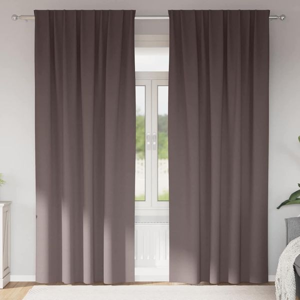 vidaXL Verdunkelungs-Vorhänge mit Ringen 2 pcs Dunkelbraun 4107446