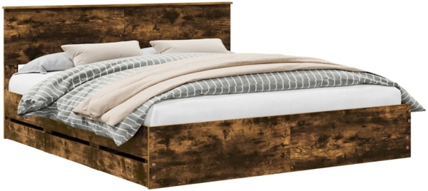 vidaXL Bettrahmen Geräucherte Eiche 180 x 200 cm Ingenieurs Holz 3407960