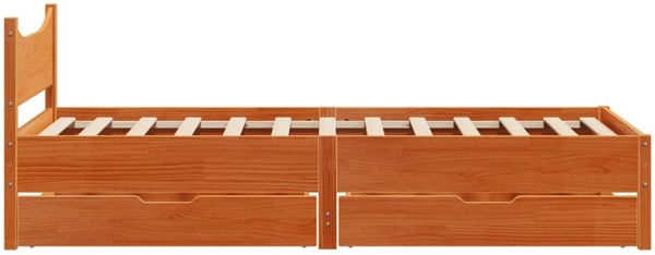 vidaXL Massivholzbett mit Schubladen Wachsbraun 75x190 cm Kiefer 3301931 Bild 7