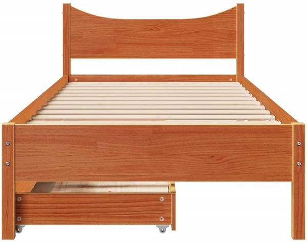 vidaXL Massivholzbett mit Schubladen Wachsbraun 75x190 cm Kiefer 3301931 Bild 4