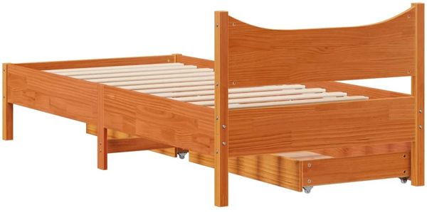 vidaXL Massivholzbett mit Schubladen Wachsbraun 75x190 cm Kiefer 3301931 Bild 8