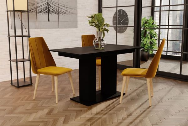Esstisch Auszugstisch DANTE 130-170x80 cm in Schwarz Matt