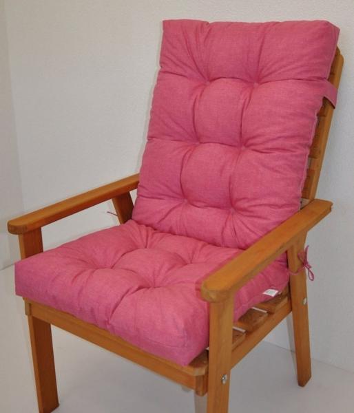 Rattani Hochlehnerauflage Polster für Gartenstuhl Hochlehner Auflage Sylva 115 x 50 cm alt rosa