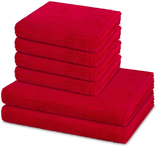 Ross Premium 6 tlg. Frottier-Set - 4 X Handtuch (50 X 100cm), 2 X Duschtuch (70 X 140cm) - 500 - Granat