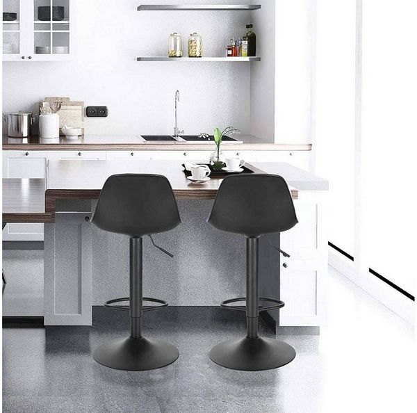 EUGAD Barhocker (2 St), 2er Set Gepolsterter Drehhocker mit Luftheber-Design, Kunstleder