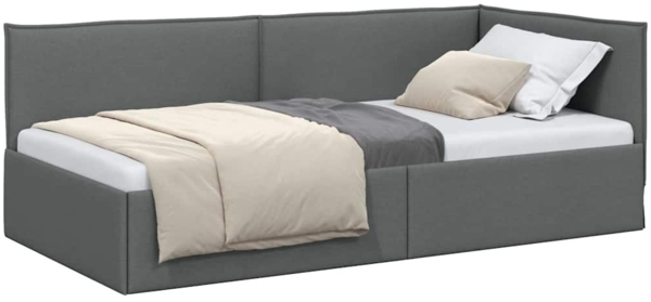 vidaXL Eckbettgestell mit Kopfteil Dunkelgrau 100 cm x 200 cm Stoff 42016464 Bild 2