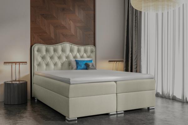 99rooms Violante Boxspringbett Strukturstoff INARI Beige 120x200 cm