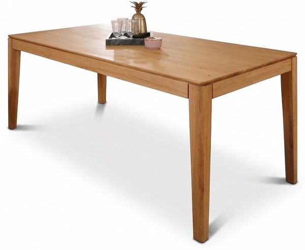 Massivart® Esstisch Wildeiche geölt, ausziehbar Massivholz »FLAVIA«, Butterfly-Auszug 85 cm • schwebende Tischkante • konische Standbeine