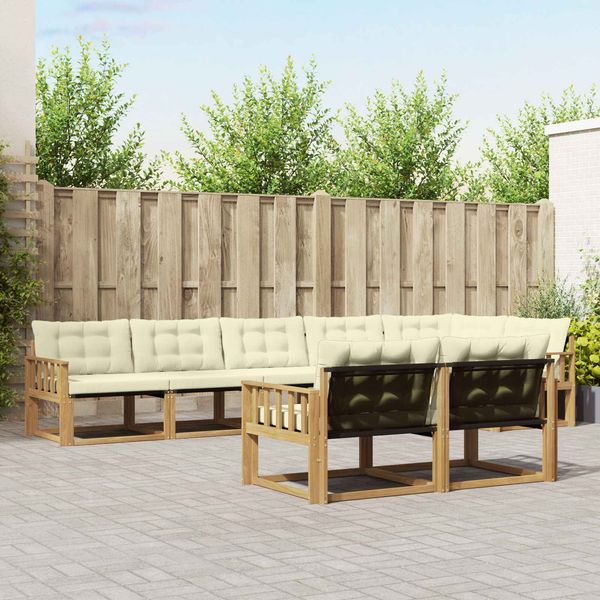 vidaXL Outdoor-Sofagarnitur mit Kissen 8 pcs Weiß und Creme 3388800