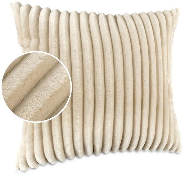 Kisska Dekokissen LILLI BIG CORD Velour Ambiente dekorieren, Kissenüberzug ohne Füllung BIG-Cord UNI 50x30 cm Einfarbig Creme