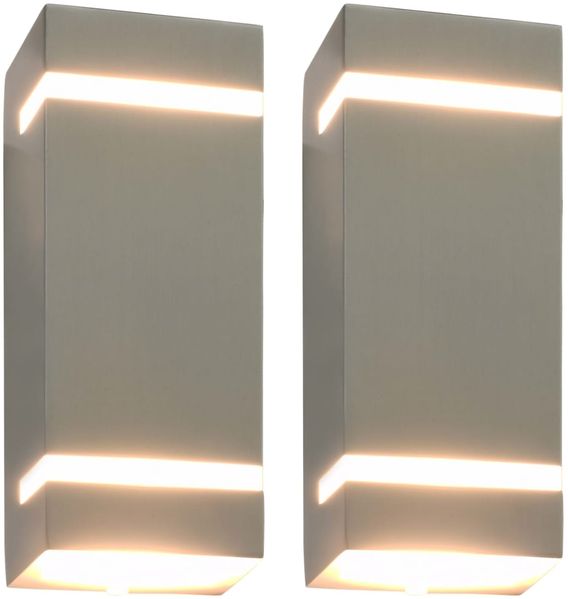 vidaXL Außenwandleuchten 2 Stk. 35 W Silbern Rechteckig 45651