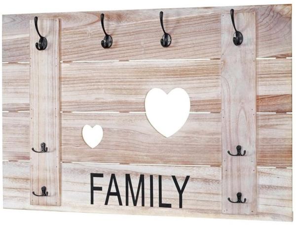 MCW Garderobenpaneel MCW-C89F, Shabby-Look, 4 große und 4 kleine Haken