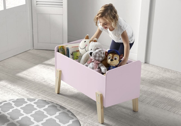 Kinderzimmer Set Karilynn 3 Bett Kommode Spielkiste Holz+MDF rosa Bild 3