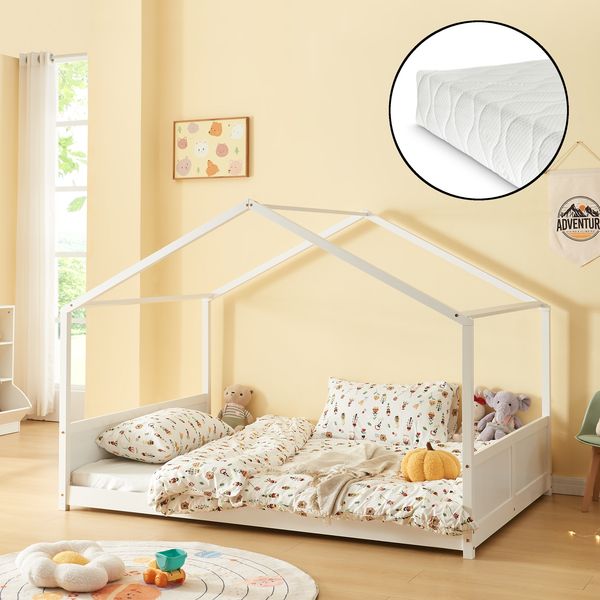 Hausbett Simo mit Matratze 120x200cm Weiß [en. casa]