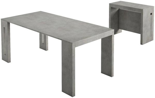 Dmora Ausziehbare Konsole Akam, ausziehbarer Esstisch, Mehrzweckkonsole mit Verlängerungen, 100 % Made in Italy, 186 x 80 x 76 cm, Zement,