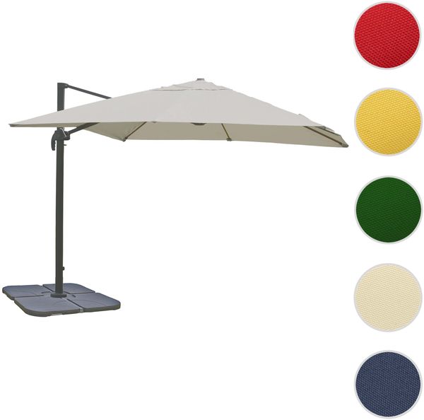 Gastronomie-Ampelschirm HWC-A96, 3x3m (Ø4,24m) Polyester Alu/Stahl 23kg ~ creme-grau mit Ständer, drehbar Bild 8