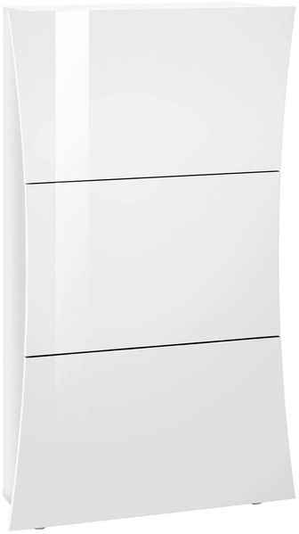 Dmora Schuhregal Ambrosio, Mehrzweckschrank mit 3 Türen, Schuhregal für den Eingangsbereich, 100 % Made in Italy, 71 x 27 x 122 cm, glänzend weiß,