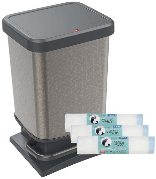 ROTHO Mülleimer Paso Set Mülleimer 20 l mit 3x 15 passenden Müllbeutel, hergestellt in der Schweiz