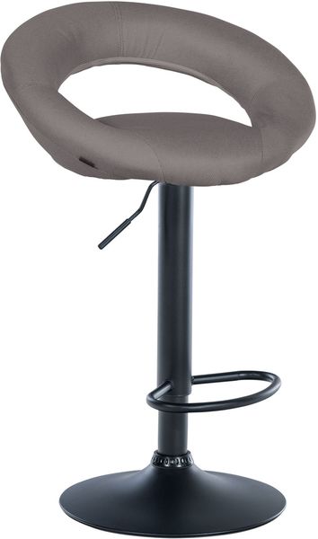 Barhocker MEKIM - Stoff Grau 52x47x77 cm Schwarz | Barstuhl Höhenverstellbar Mit Lehne Drehbar Tresenhocker Tresenstuhl Kneipenhocker Kneipenstuhl
