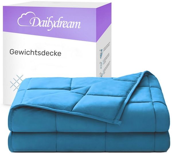 Dailydream Therapie Gewichtsdecke | 135x200 | 4,5 kg | Blau | aus 100% Baumwolle | mit Glasperlenfllung | schwere Decke zum Schlafen | weighted blanket | Therapiedecke | Krpergewicht bis 52 kg
