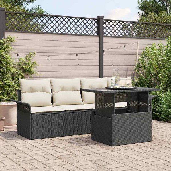 vidaXL Gartensofa-set mit Kissen 5 pcs Schwarz Poly-Rattan 3348183