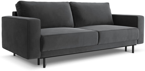 Micadoni Schlafsofa Caro 3-Sitzer Samt Grau 140x200 Bild 2