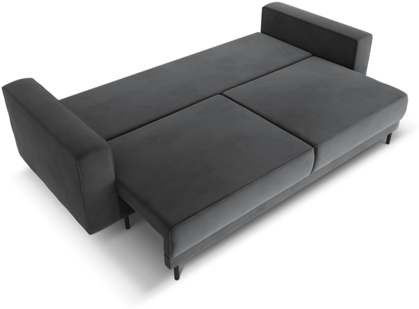 Micadoni Schlafsofa Caro 3-Sitzer Samt Grau 140x200 Bild 3