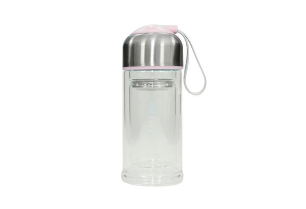 HTI-Line Trinkflasche Trinkflasche Glas mit Einsatz, Glasflasche, Flasche togo