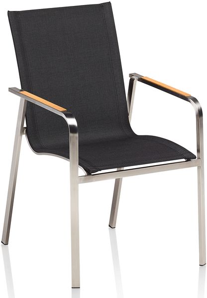 Kettler Edelstahl Diamond Stapelsessel Garten Teak Armlehne